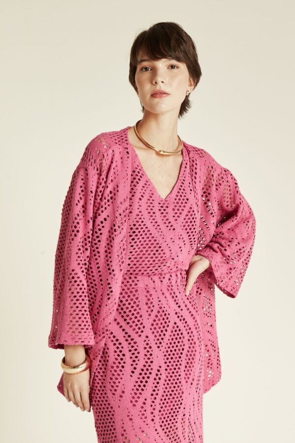 Blusa Crochet Rosa