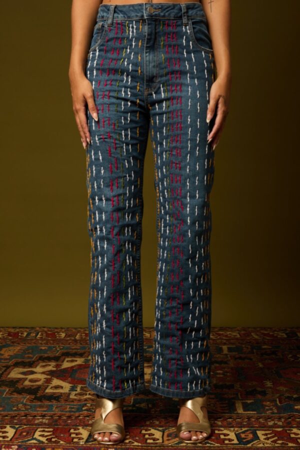 Calça Bordada Jeans