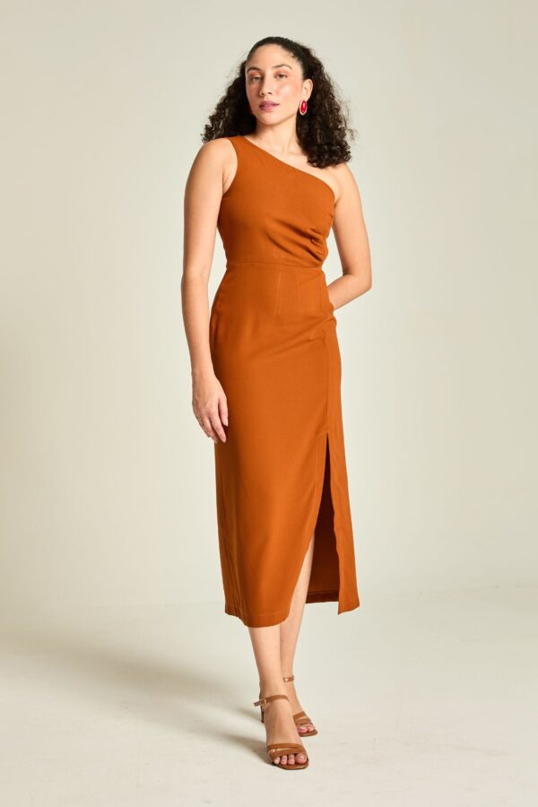 Vestido Midi com Fenda Frontal