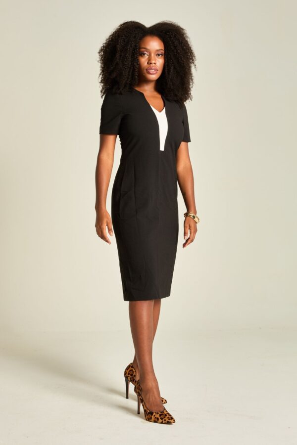 Vestido de Crepe Preto e Branco